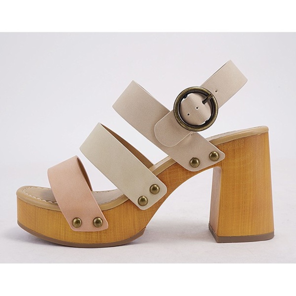 Light Blonde Multi Stacked Clog Sandals - Picture 2 of 4